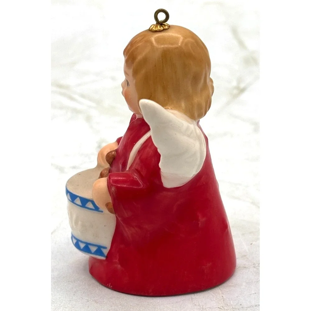 Goebel Annual Angel‎ Bell Ornament 1984 Drum Red West Germany Vintage Porcelain